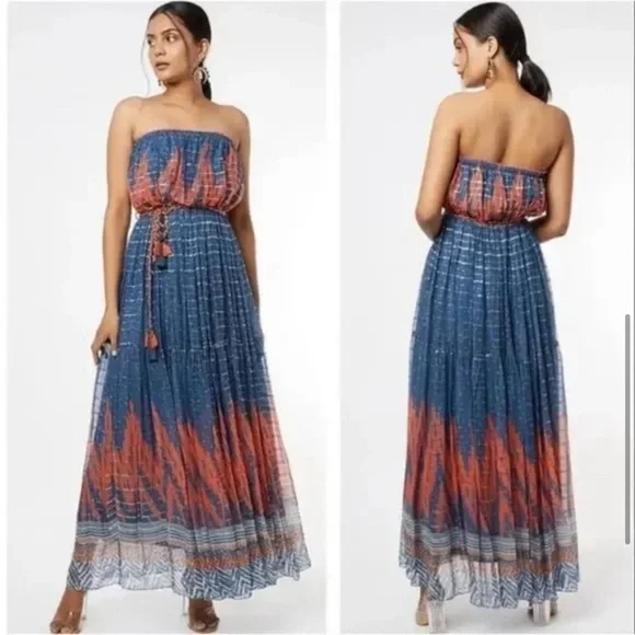 Anthropologie Nora Metallic Maxi Dress 2 - Picture 2 of 6